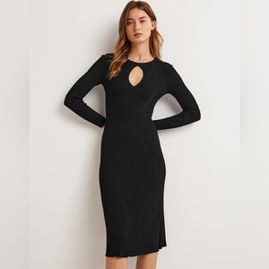 boden midi long sleeve black Ribbed Cut Out Dress Sz 8